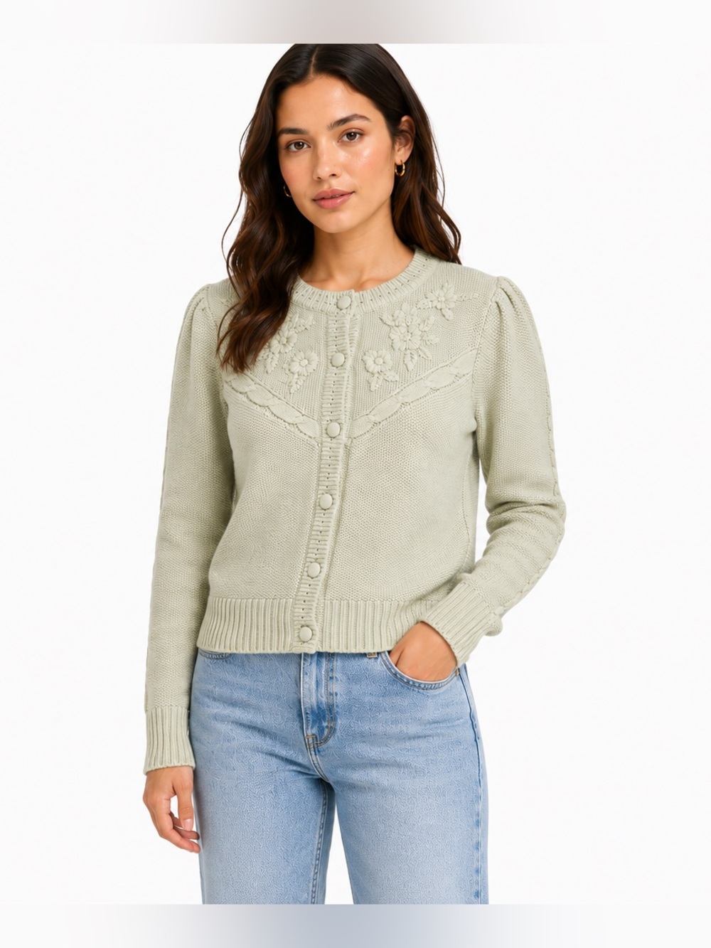 Joie Floral Embroidered Knit Cardigan